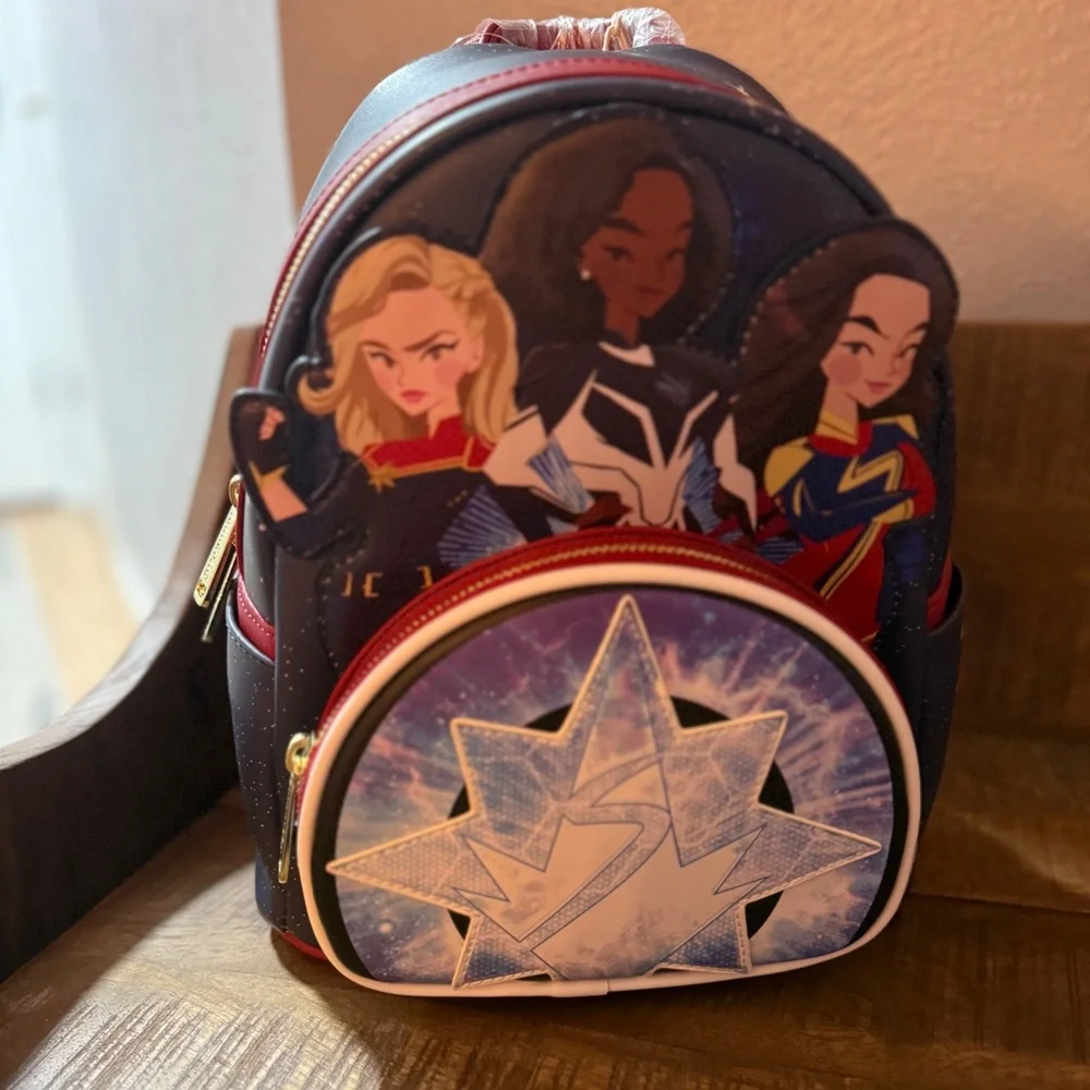 NWT Loungefly Marvel The Marvels Characters Mini Backpack - Picture 2 of 12